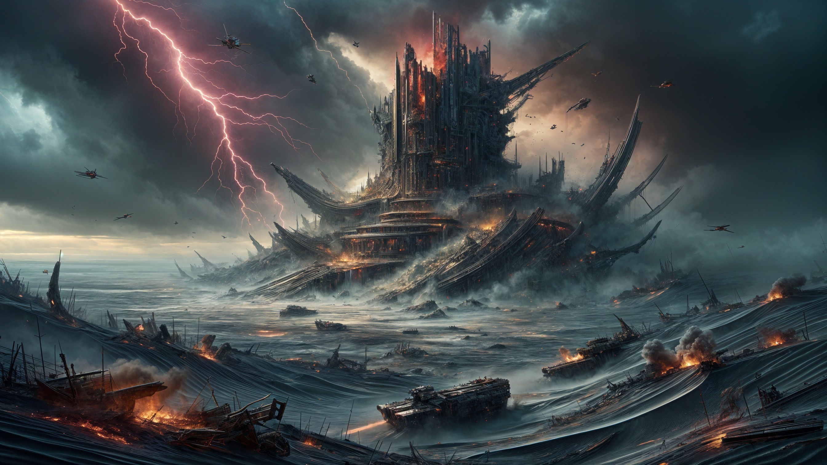 Dramatic Landscape with Fortress and Wrecked Ships