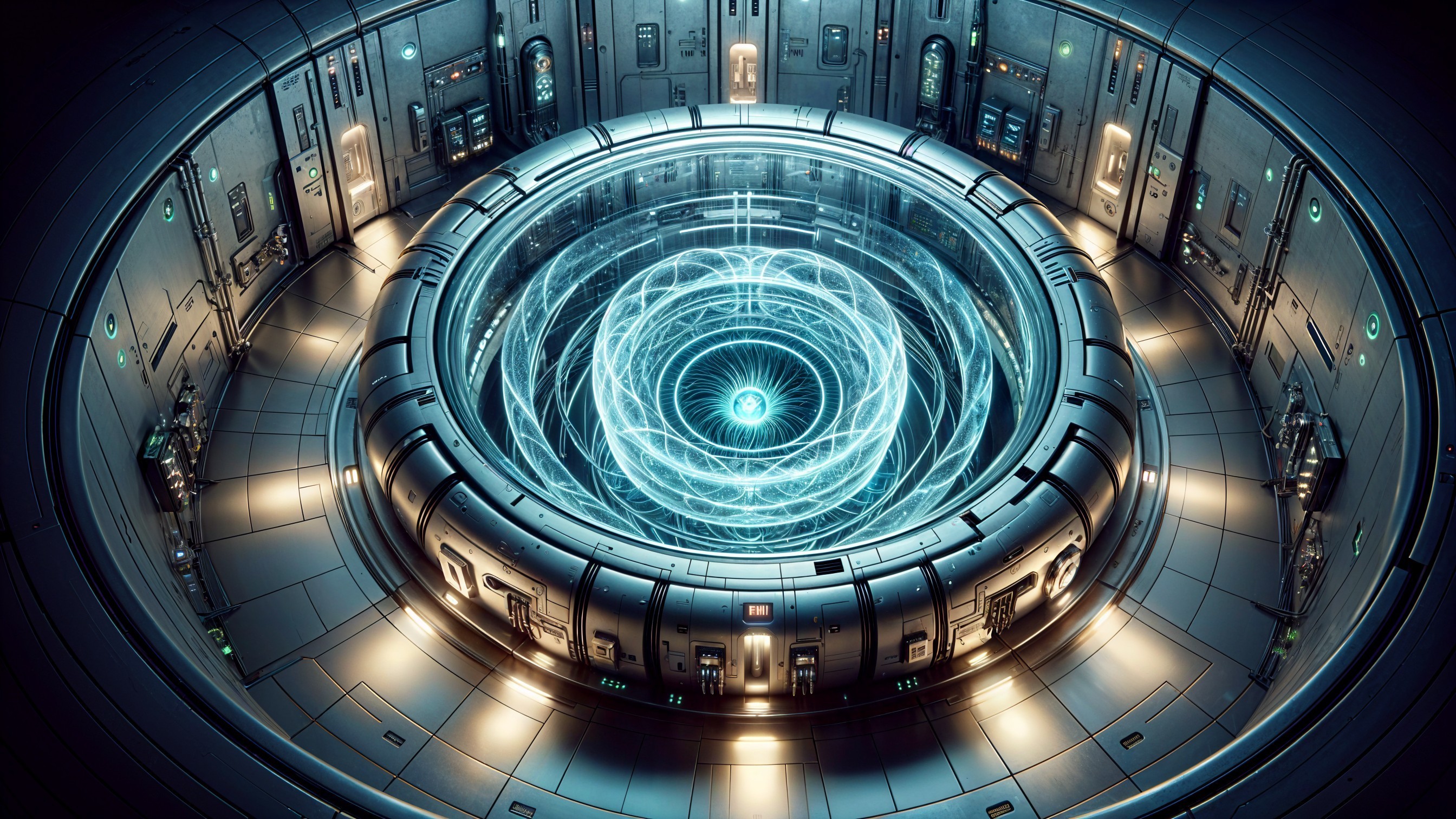Futuristic High-Tech Facility with Circular Energy Chamber