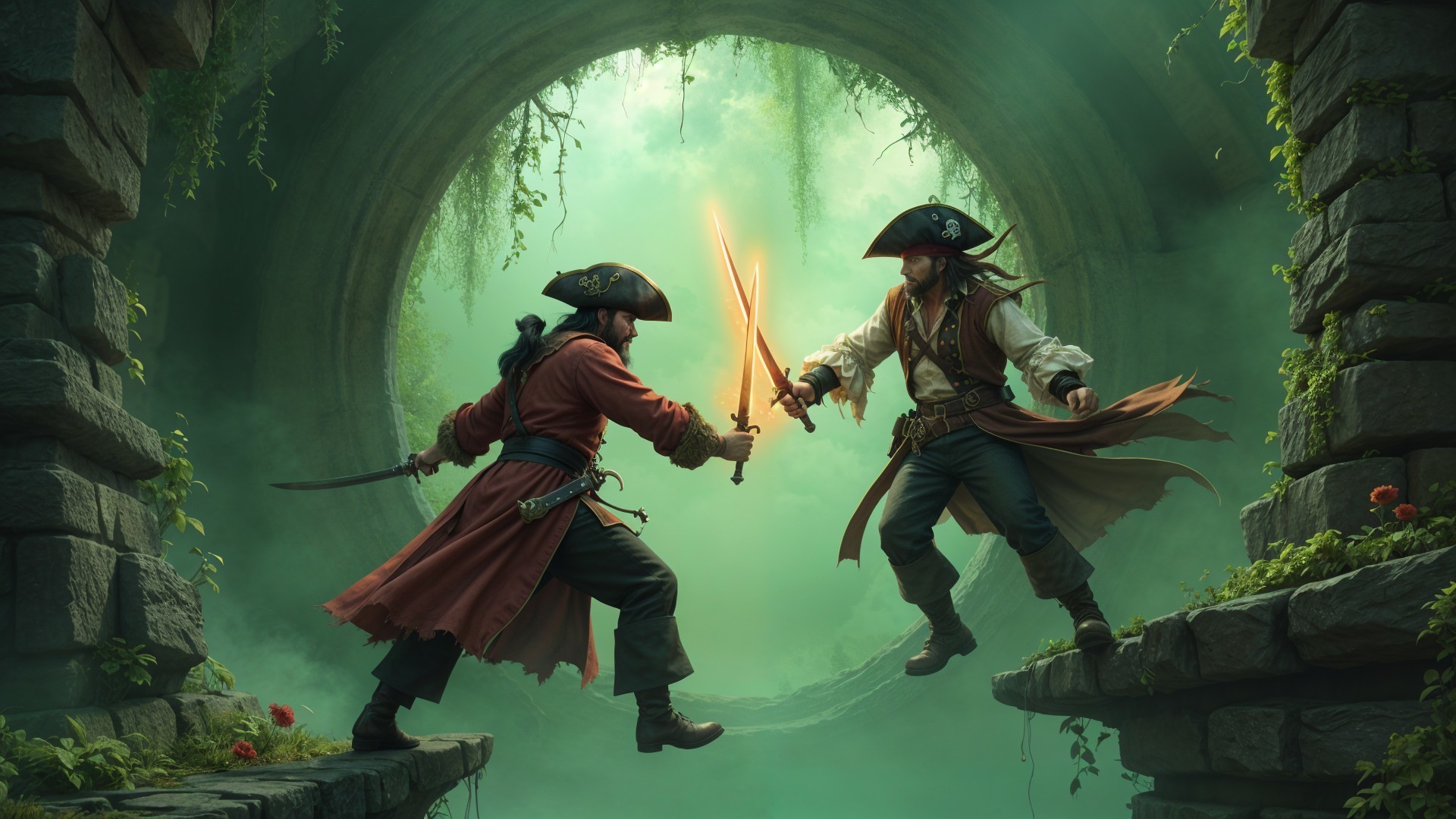 Pirates Duel in Mystical Overgrown Stone Archway