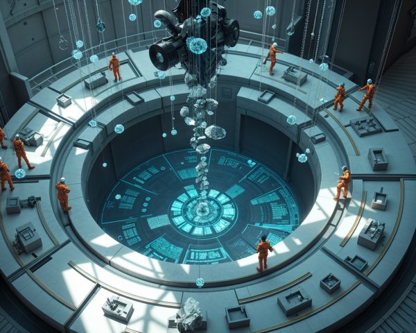 Futuristic High-Tech Laboratory with Holographic Displays