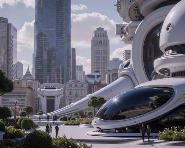 Futuristic Elevated Promenade in Advanced Cityscape
