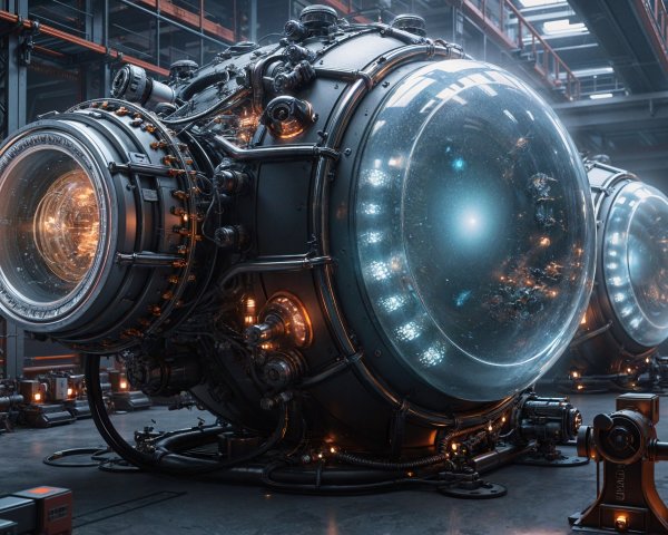 Futuristic Industrial Setting with Spherical Machines