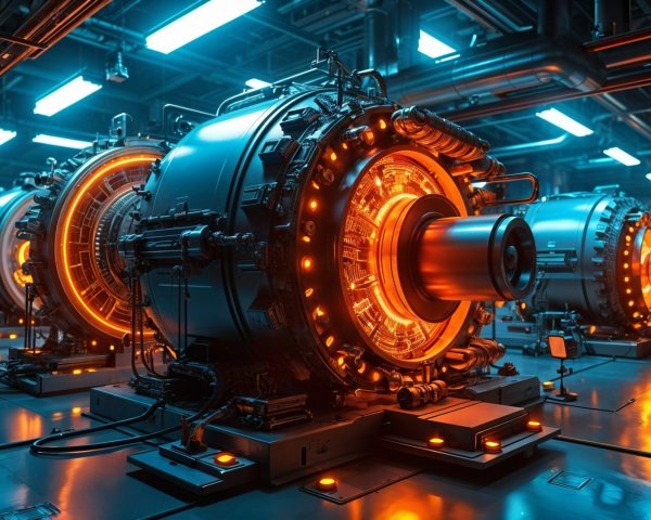 Futuristic Industrial Setting with Cylindrical Machines