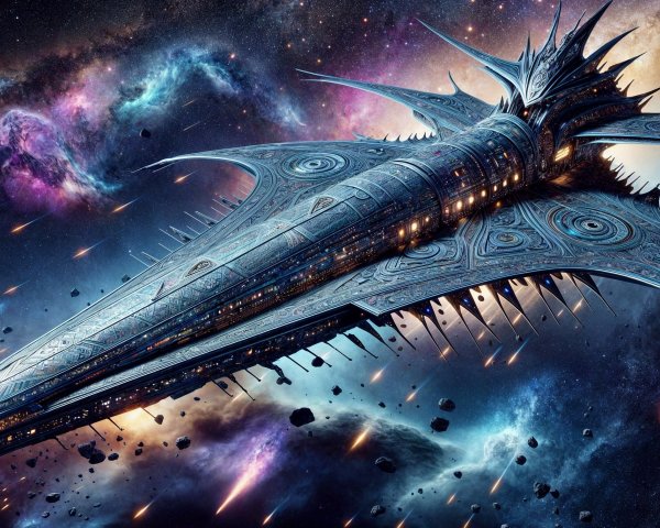 Intricately Designed Spaceship in Cosmic Landscape