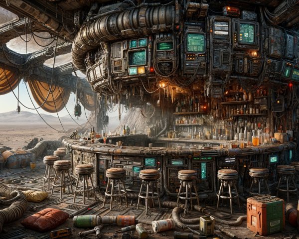 Futuristic Industrial Design in Sci-Fi Bar Interior