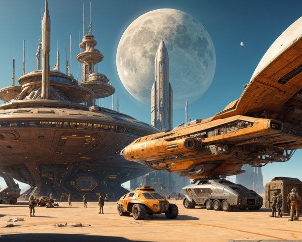 Futuristic Spaceport with Advanced Technology and Structures
