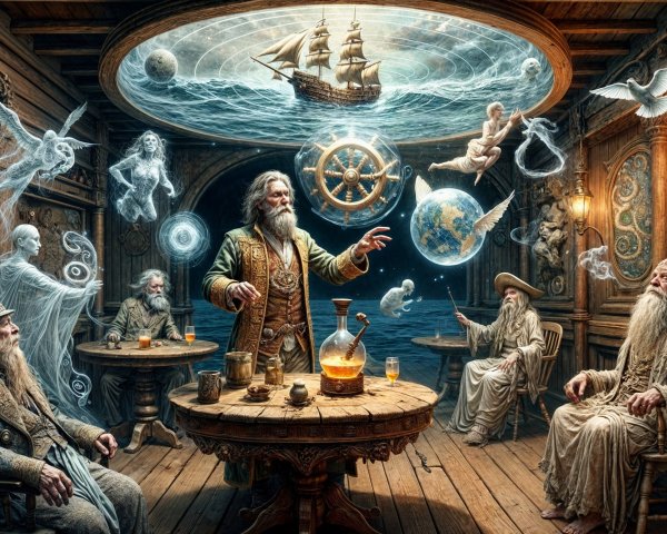 Alchemist Conjures Mystical Visions in Dim Tavern