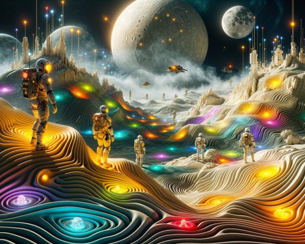 Surreal Extraterrestrial Landscape with Astronauts