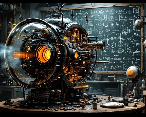 Steampunk Device in a Cluttered Workshop Setting