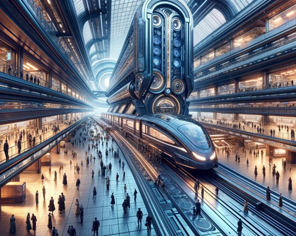 Futuristic Train Station with Sleek Architecture and Design