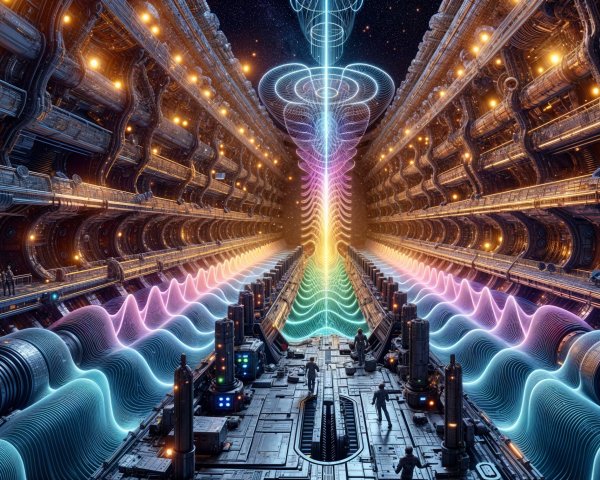 Futuristic Sci-Fi Corridor with Neon Lights and Portal