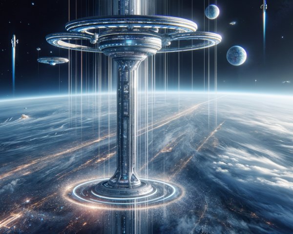 Futuristic Space Station Above Earth with Celestial View