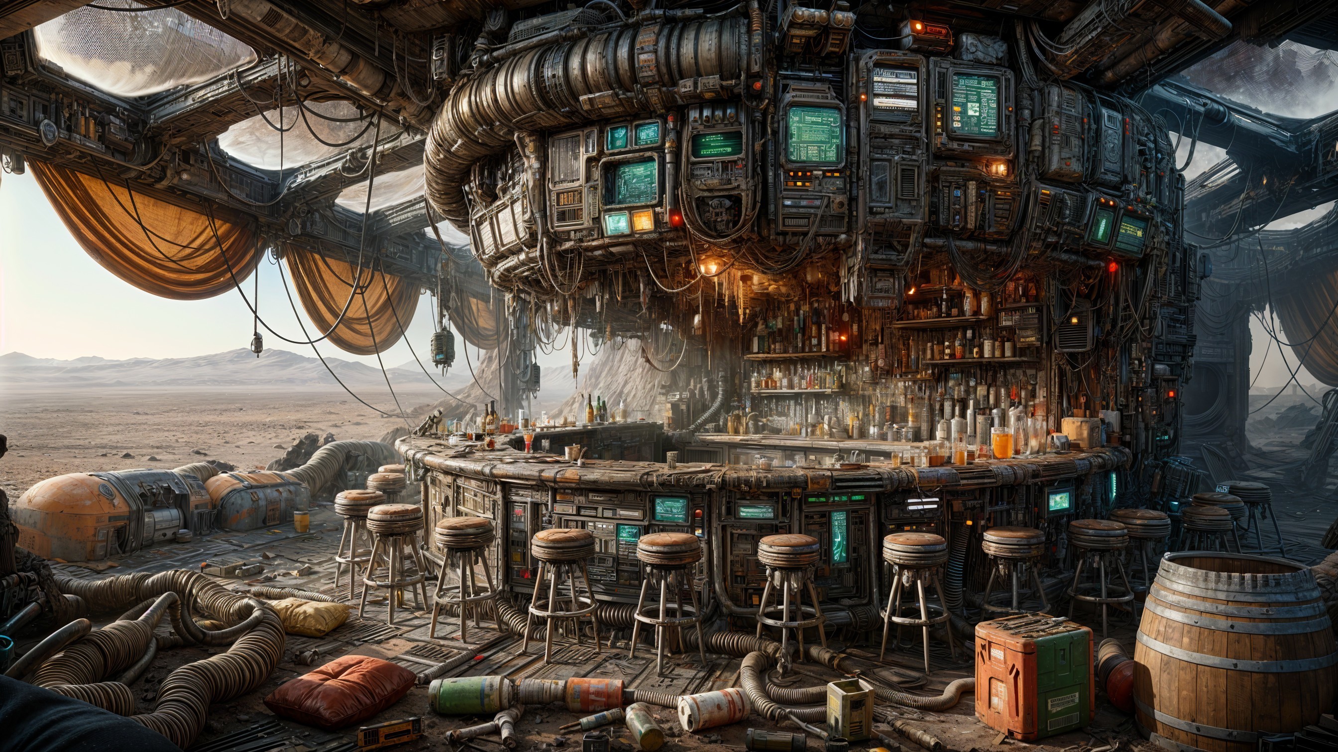 Futuristic Industrial Design in Sci-Fi Bar Interior