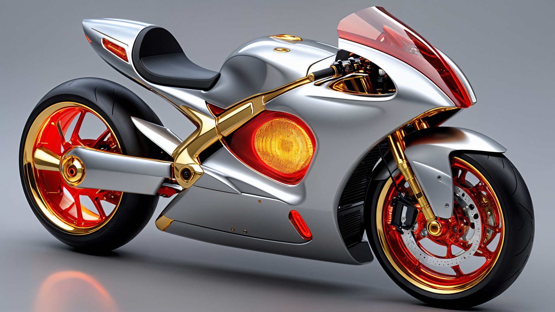 Futuristic Motorcycle with Sleek Design and Accents