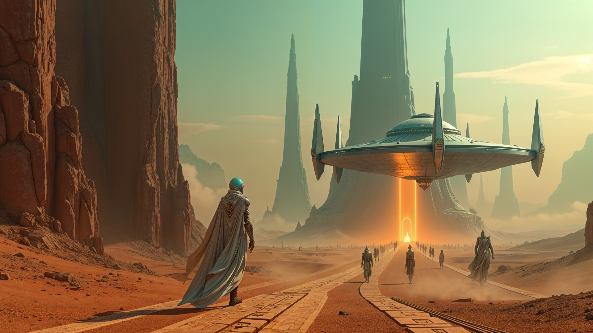 Futuristic Structure in an Arid Landscape Scene