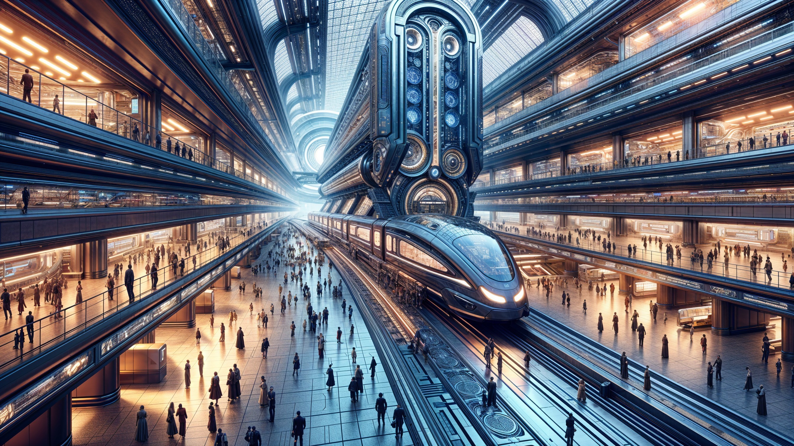 Futuristic Train Station with Sleek Architecture and Design