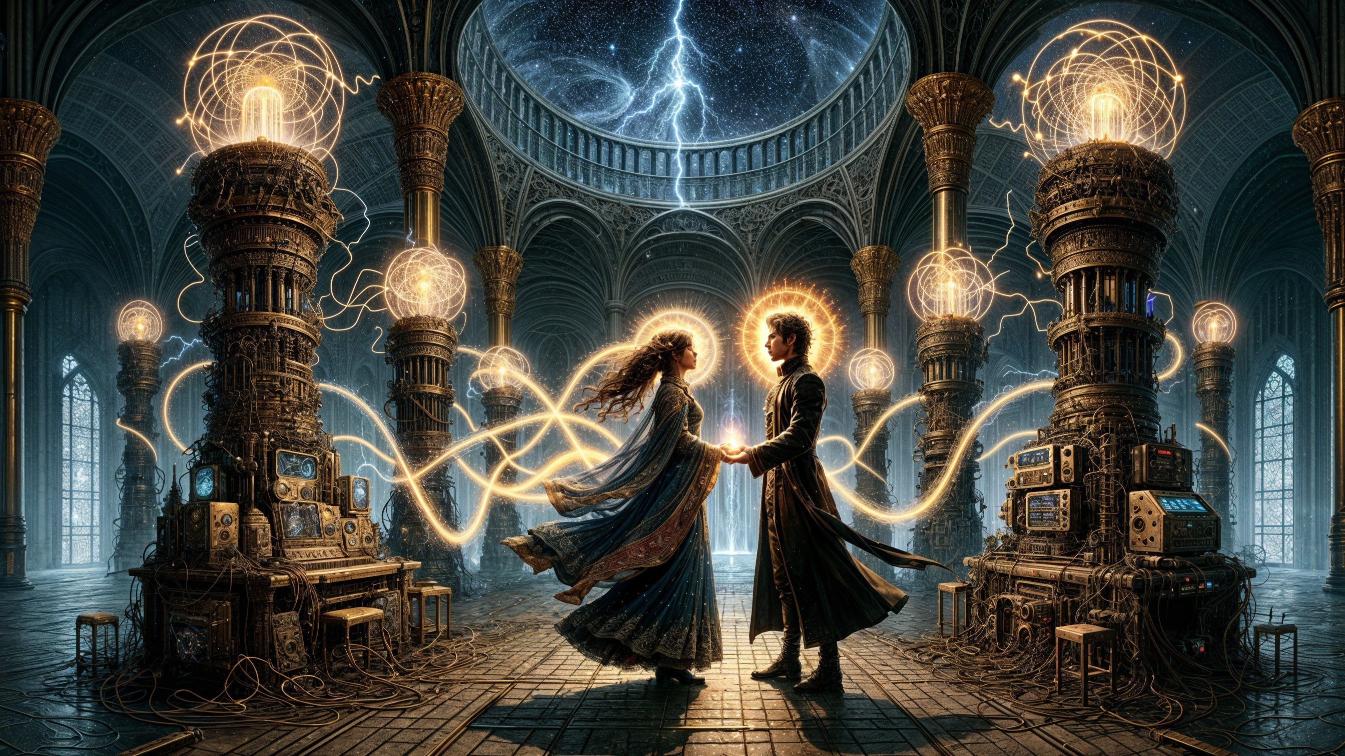 Ethereal Hall with Figures in Harmony and Light