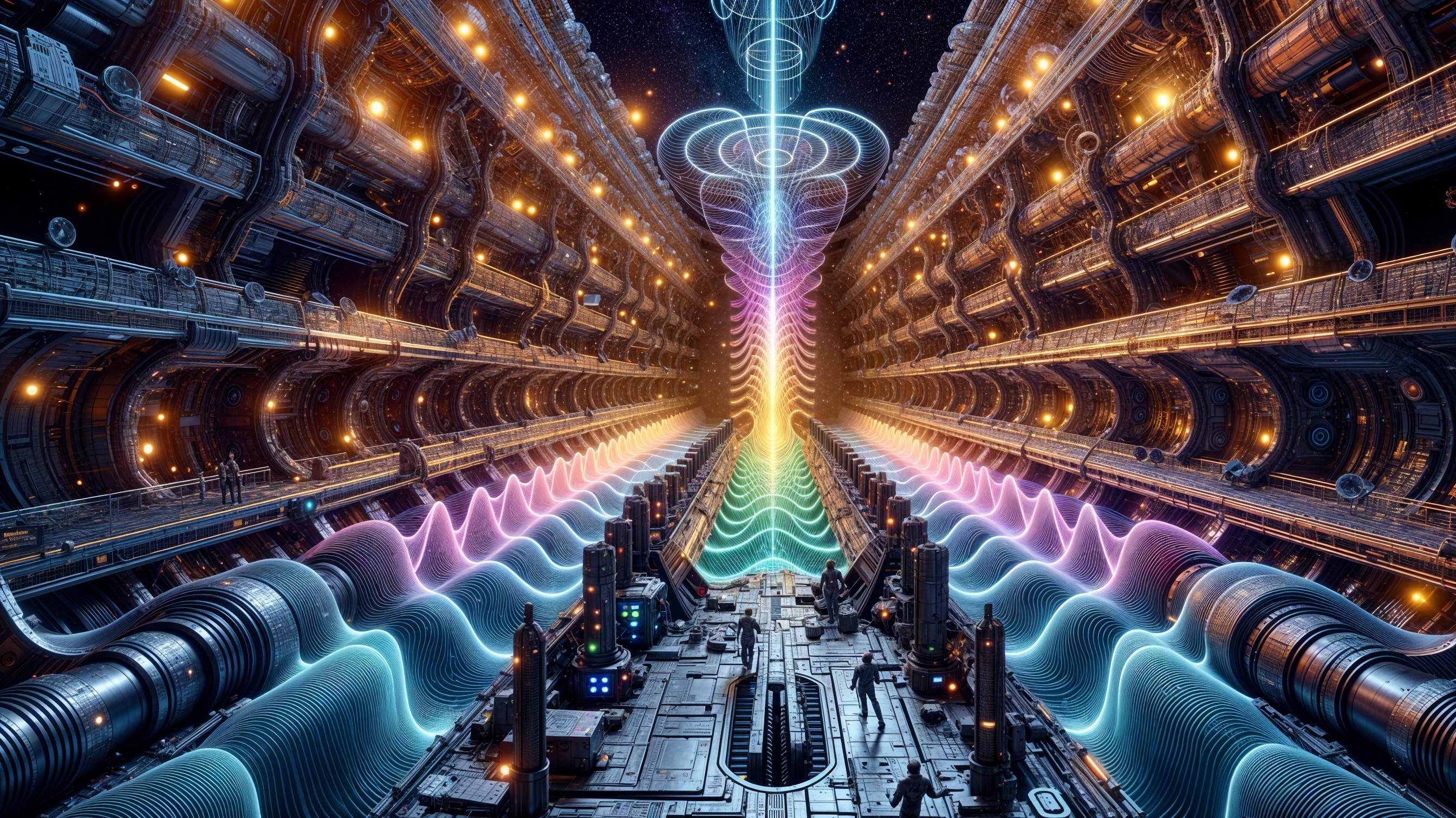 Futuristic Sci-Fi Corridor with Neon Lights and Portal