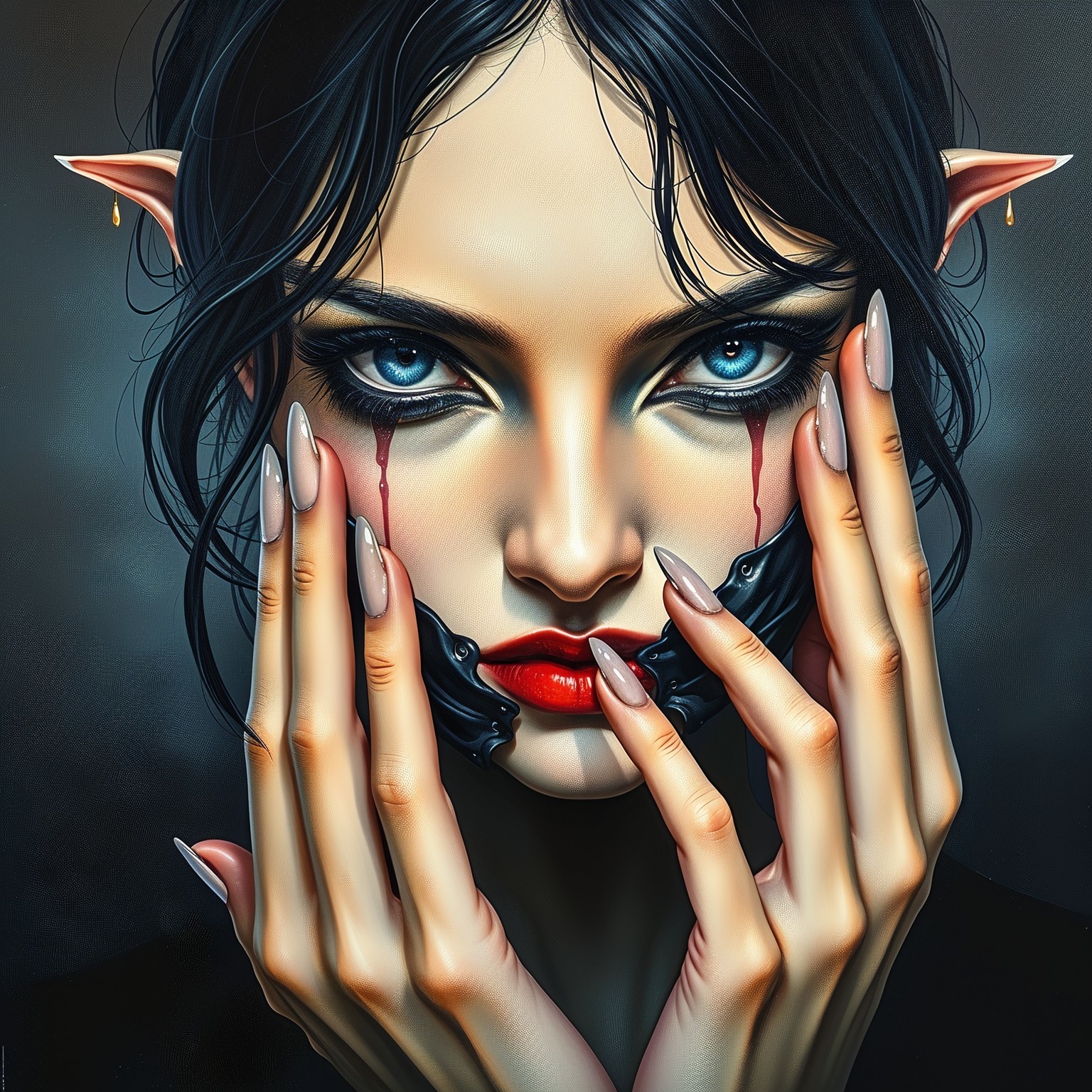 Dramatic Portrait of a Woman with Unique Features