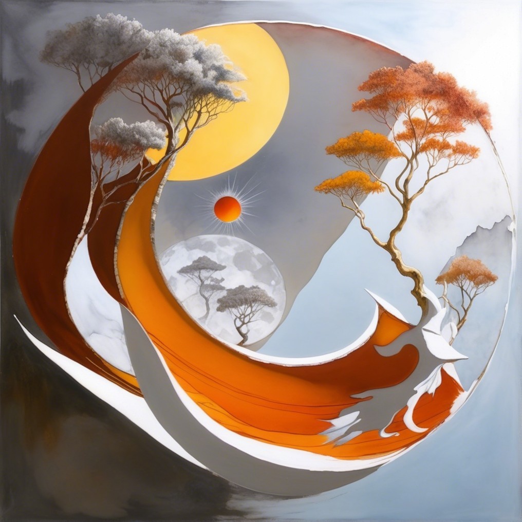 Surreal Landscape with Circular Composition and Colors