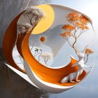 Surreal Landscape with Circular Composition and Colors