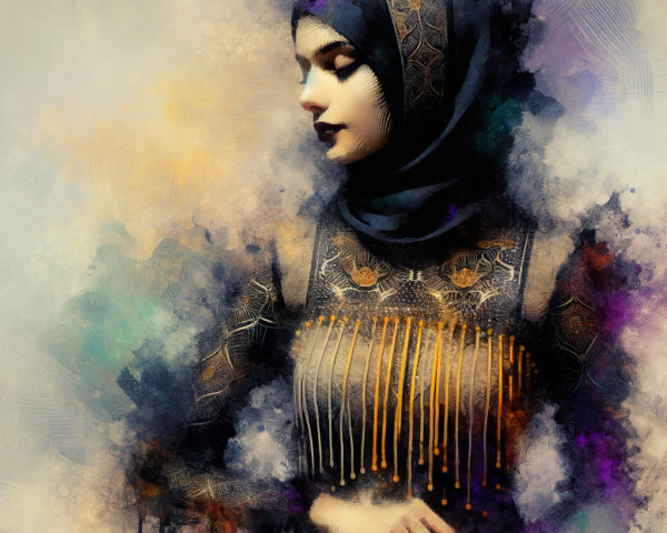 Half-Body Portrait of a Woman in Impasto Style