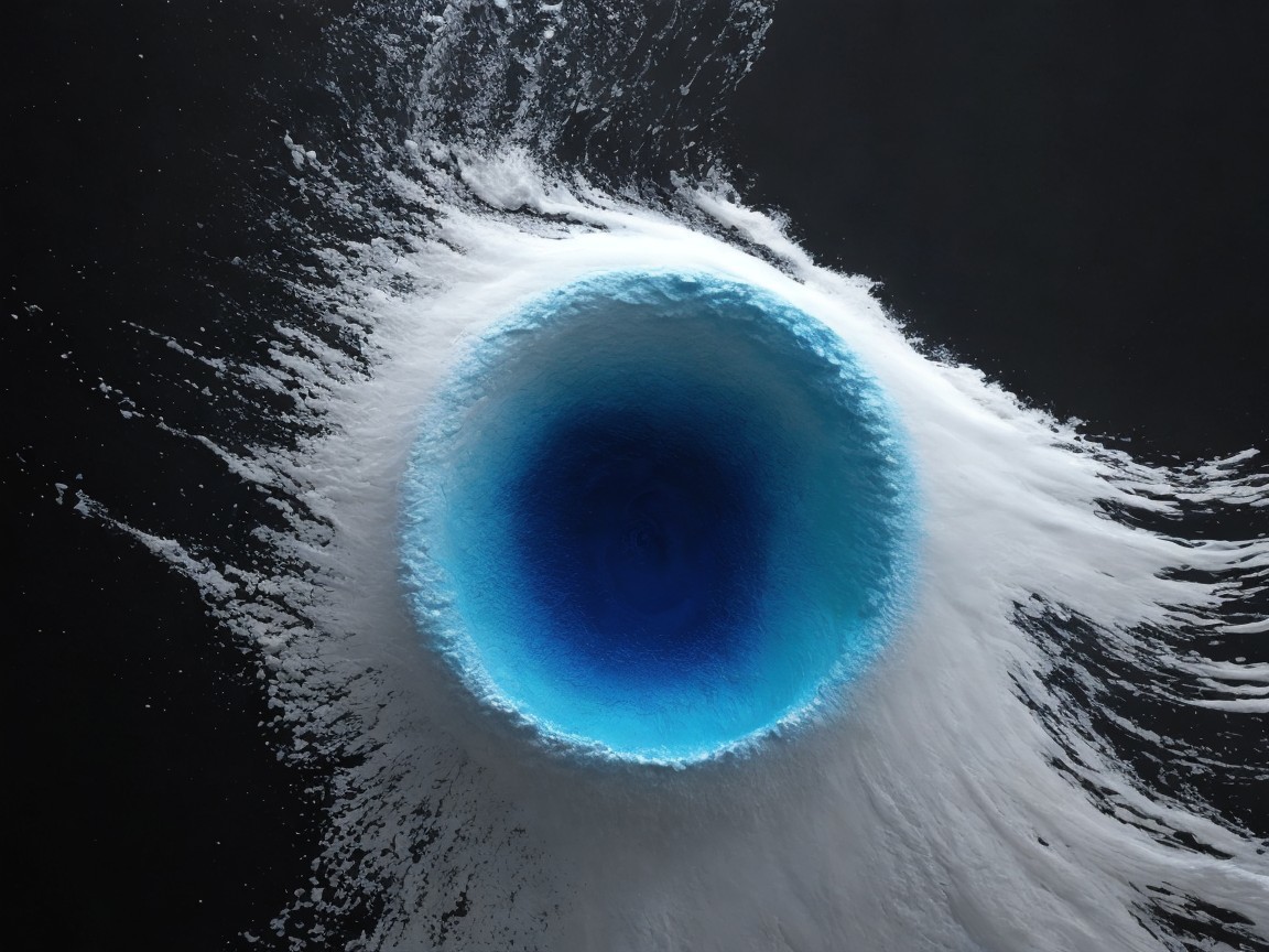 Circular White Powder Formation with Blue Center