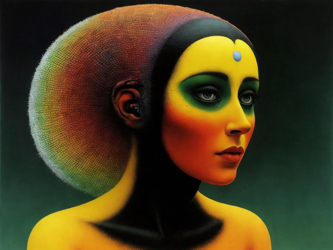 Stylized Portrait of a Woman with Vibrant Colors