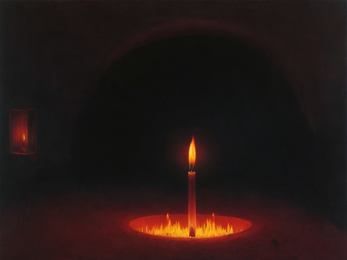 Candlelight in Dark Setting Creates Atmosphere of Calm