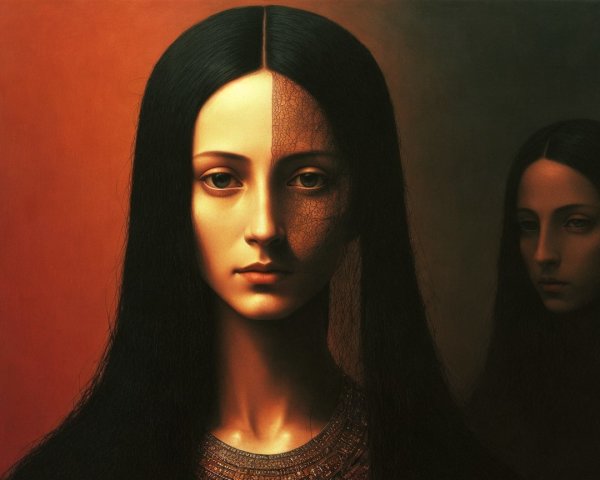 Portrait of a Woman with Contrasting Textures and Colors