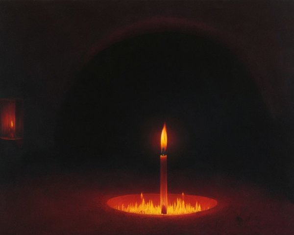 Candlelight in Dark Setting Creates Atmosphere of Calm