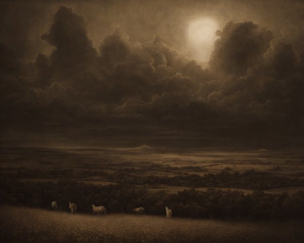 Tranquil Countryside Landscape with Grazing Cows