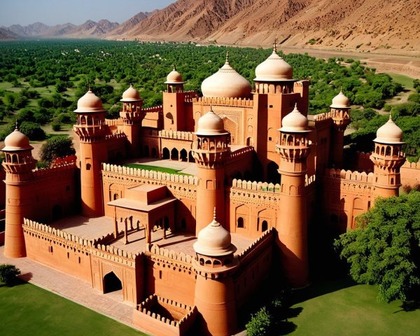Reddish-brown Sandstone Fortress Surrounded by Nature