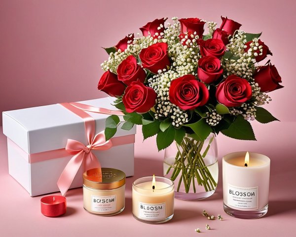 Elegant Red Roses and Romantic Decor Arrangement