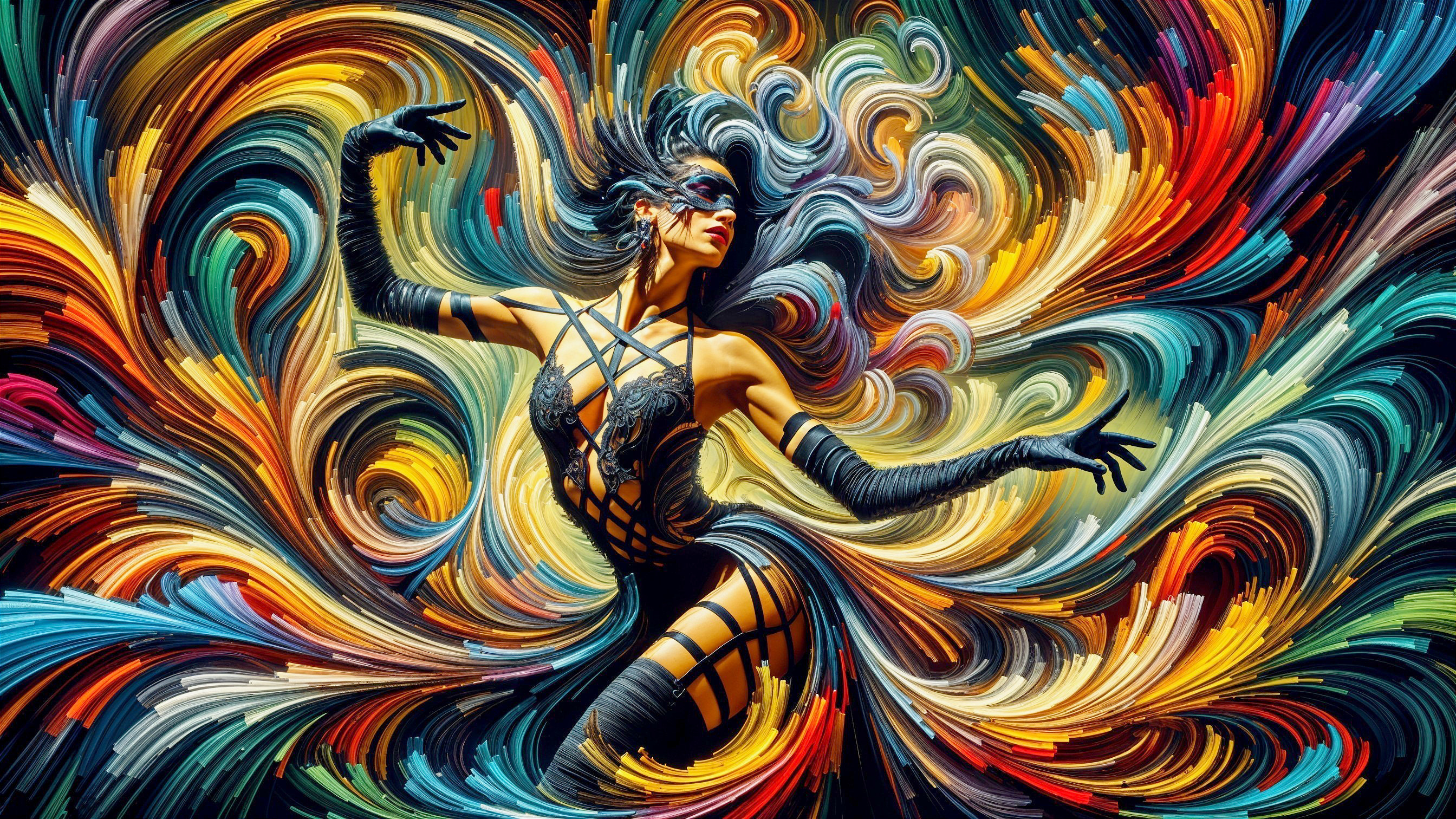Dancer in Colorful Abstract Background Artwork
