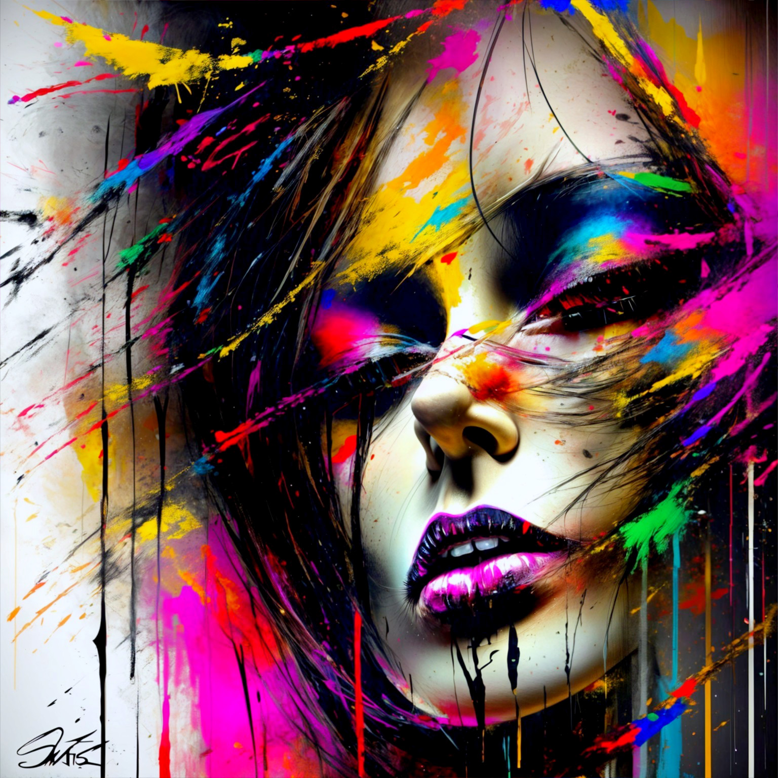 Abstract Portrait of a Woman with Vibrant Colors