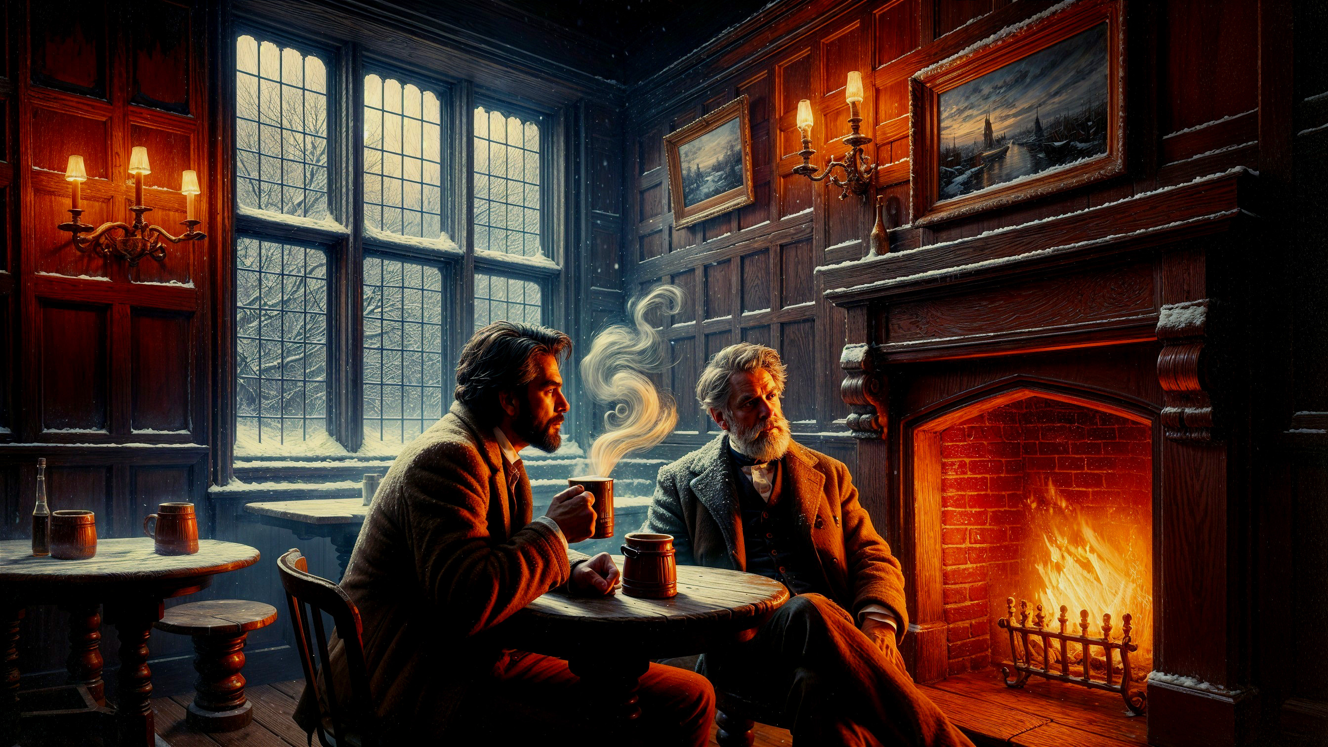 Cozy Winter Gathering in a Dimly Lit Room