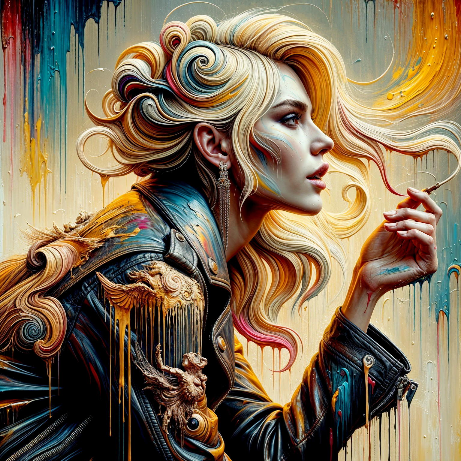 Profile of a Woman with Stylish Hair and Jacket