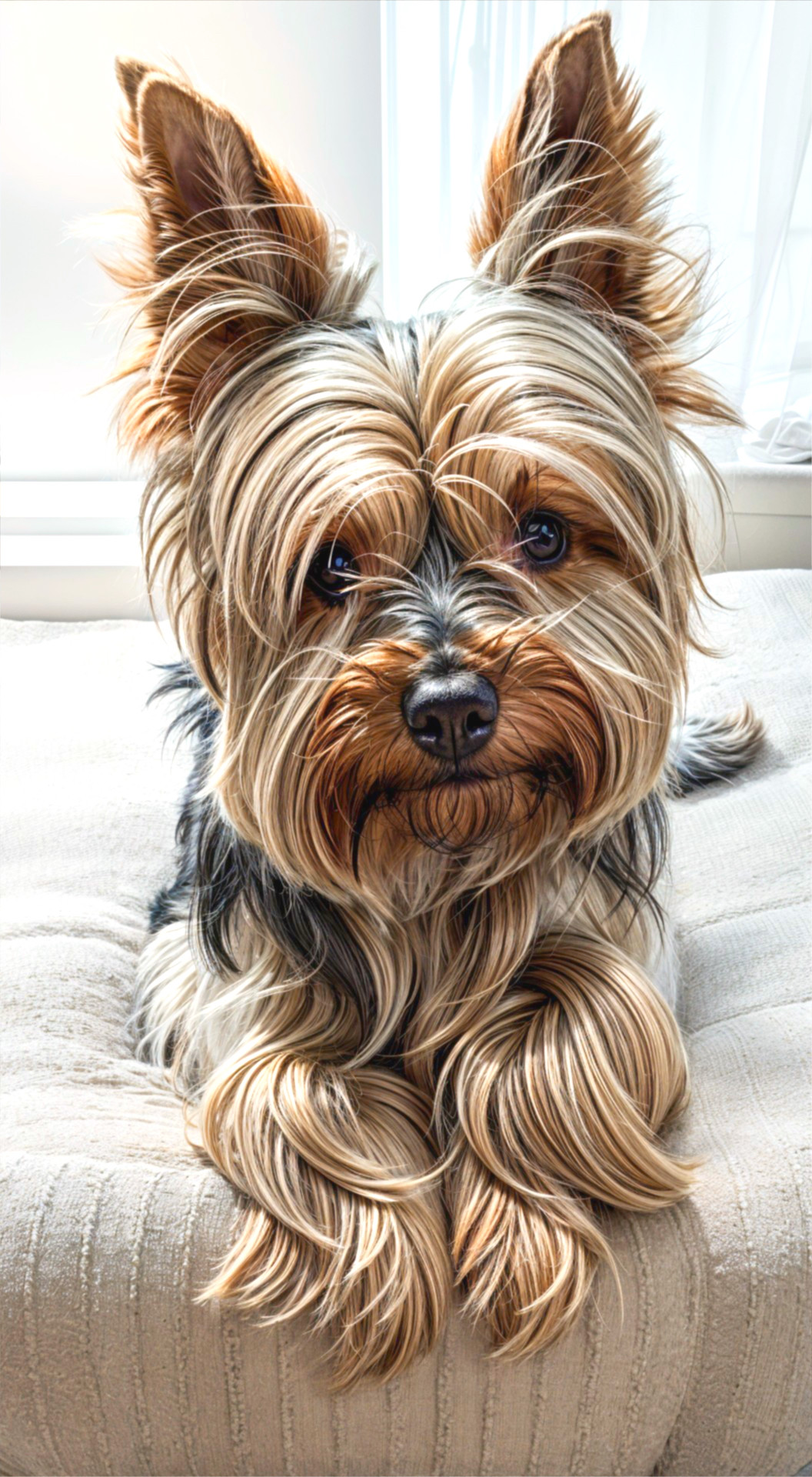 Yorkshire Terrier on Soft Surface with Natural Light