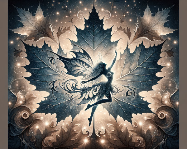 Fairy Dance Among Intricate Leaf Patterns and Stars