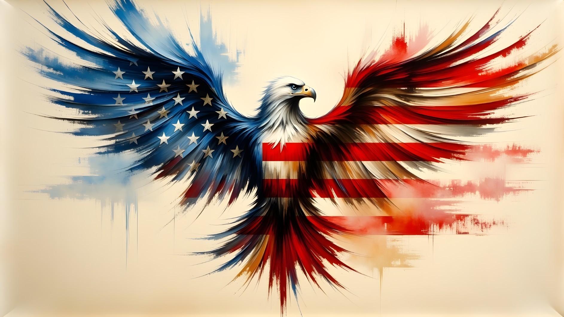 Eagle with American Flag Colors and Dynamic Background