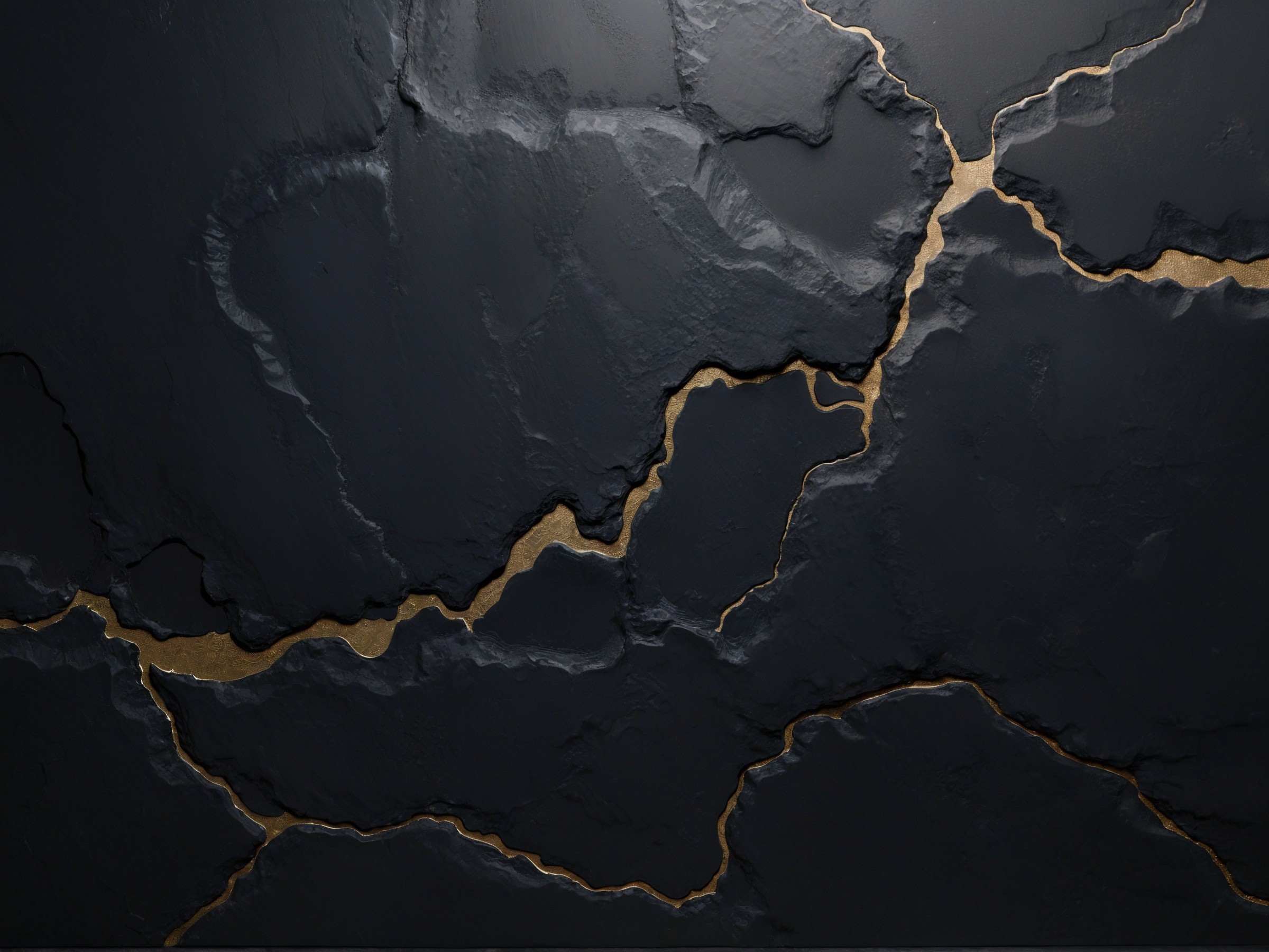 Textured Deep Gray Surface with Golden Veins