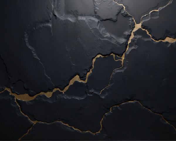 Textured Deep Gray Surface with Golden Veins