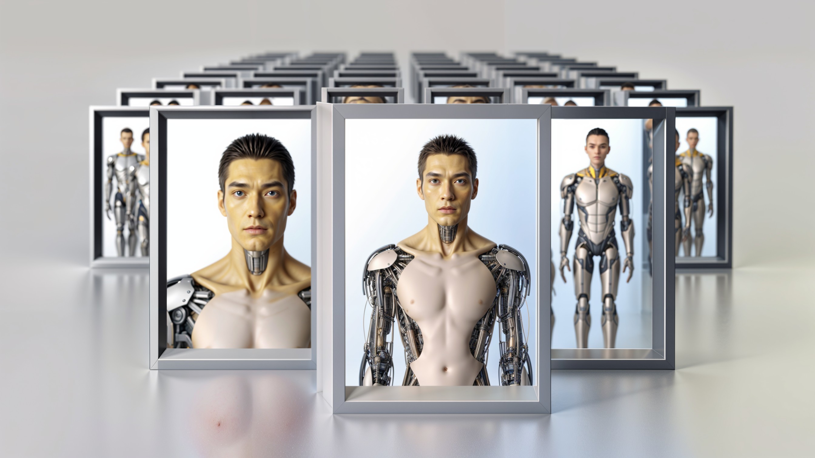 Framed Portraits of a Humanoid Robot in Grid Formation