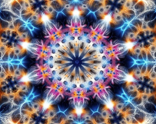 Vibrant Mandala with Cosmic Swirls and Patterns