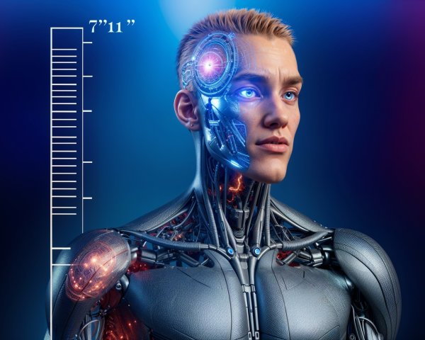 Futuristic Humanoid Robot with Metallic Body and Circuits