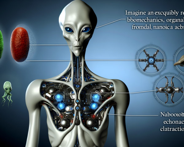 Futuristic Humanoid Alien with Biomechanical Features