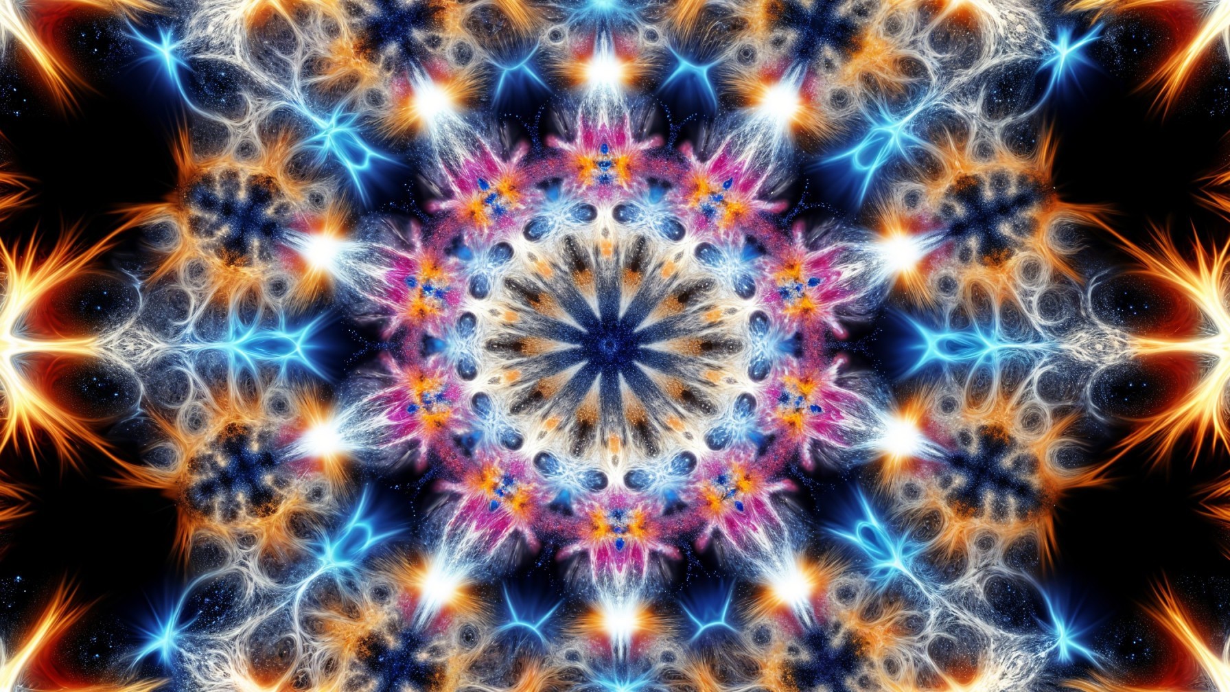 Vibrant Mandala with Cosmic Swirls and Patterns