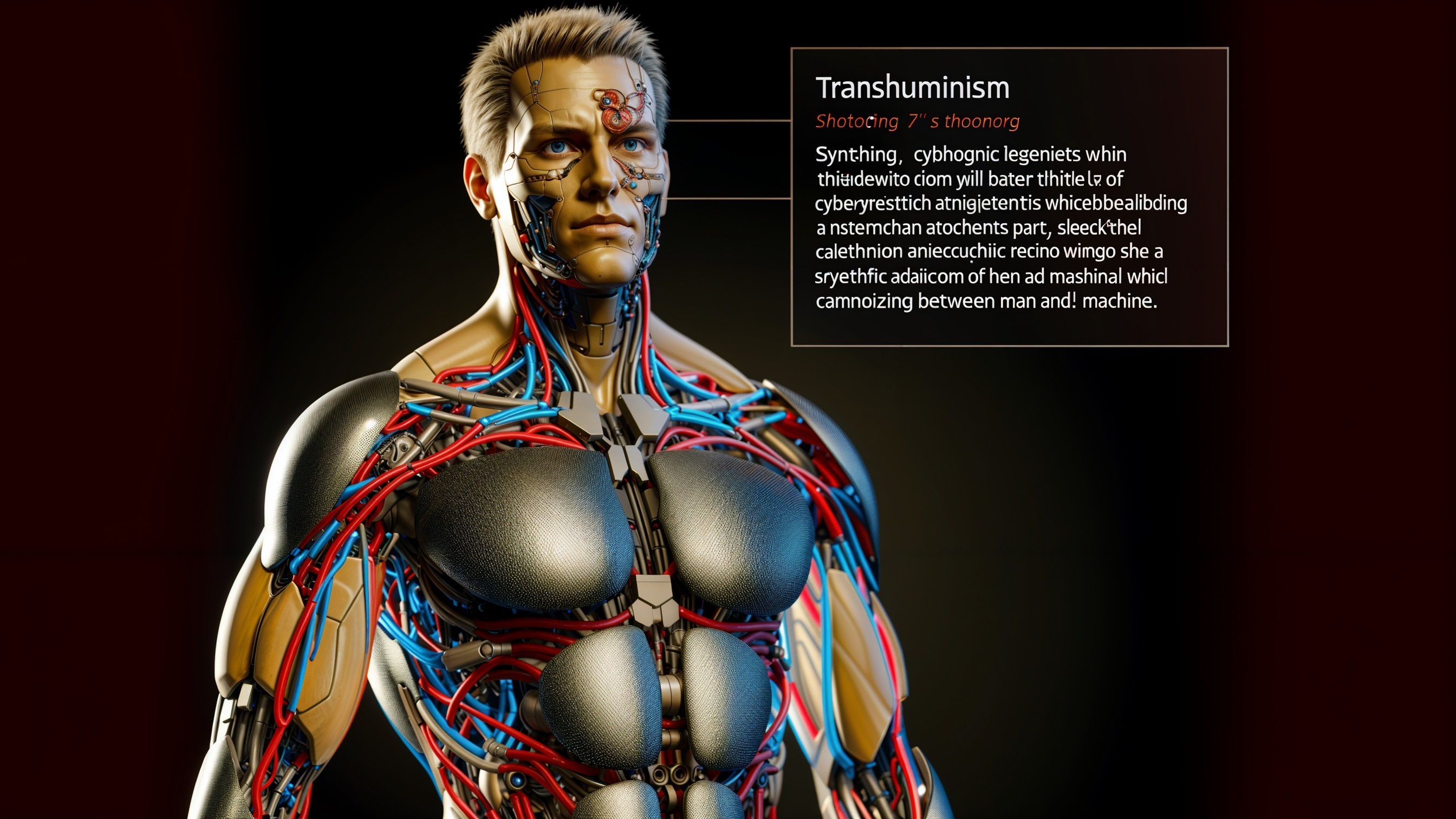 Futuristic Humanoid Figure Merging Human and Machine Elements