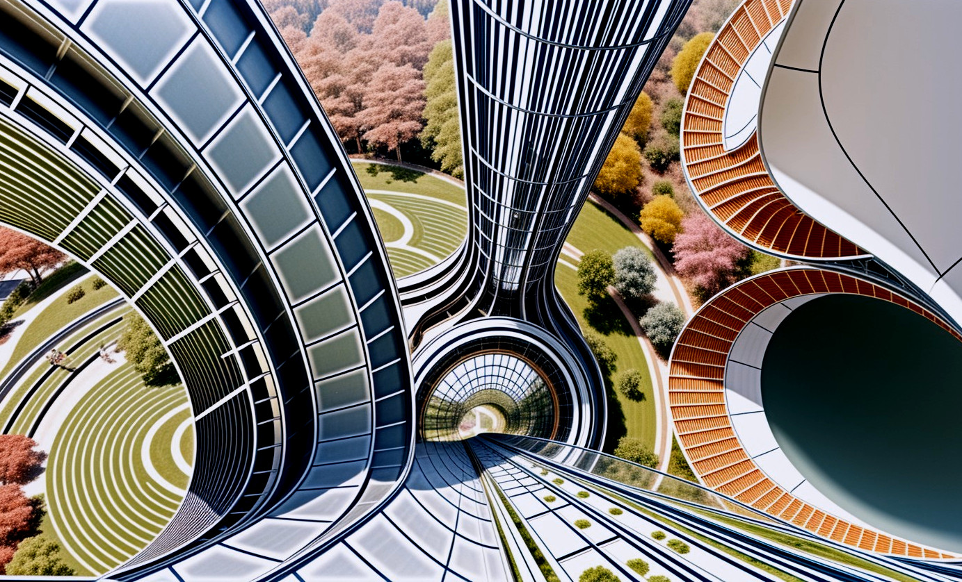Futuristic Architectural Design with Intertwining Towers